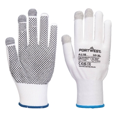 Gant PVC à picots compatible écran tactile - lot de 12 paires Blanc/gris – Portwest A118