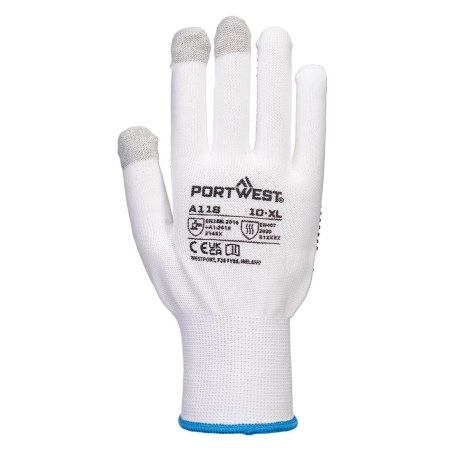 Gant PVC à picots compatible écran tactile - lot de 12 paires Blanc/gris – Portwest A118