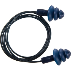 Bouchon d'oreille TPR détectable avec cordon réutilisable Bleu – Portwest EP07, boîte de 50 paires