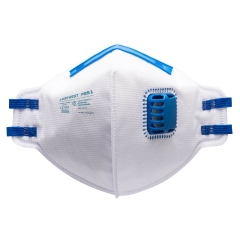 Masque pliable FFP2 avec valve d'expiration Blanc – Portwest P251, boîte de 20 masques