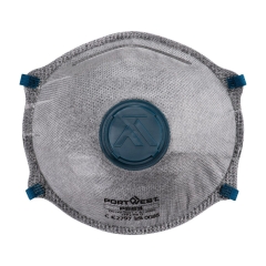 Masque FFP2 à valve charbon actif test Dolomite Blanc – Portwest P223, boîte de 10 masques