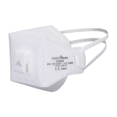 Masque pliable FFP3 avec valve et test Dolomite Blanc – Portwest P393, boîte de 10 masques