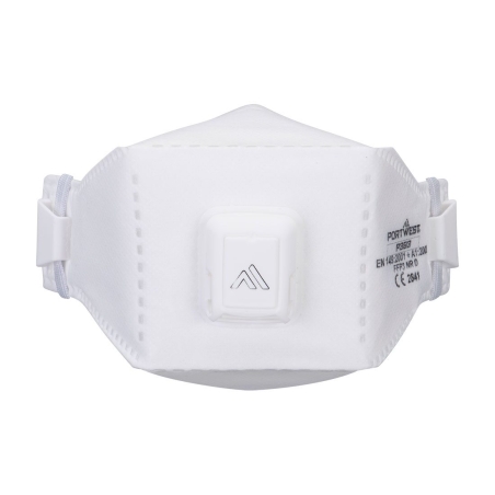 Masque pliable FFP3 avec valve et test Dolomite Blanc – Portwest P393, boîte de 10 masques