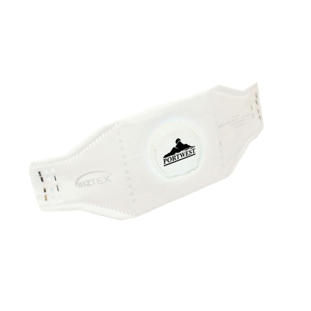 Masque pliable FFP3 avec valve et test Dolomite Blanc – Portwest P391, boîte de 10 masques