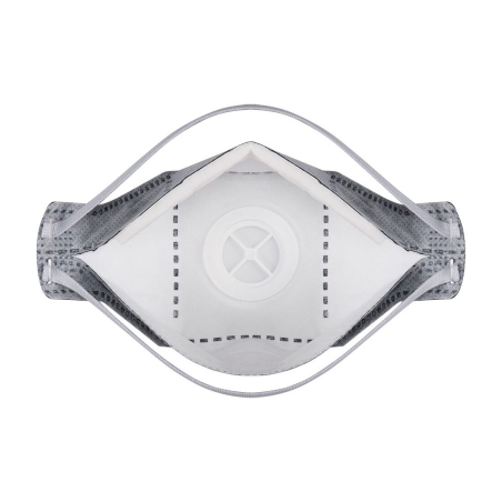 Masque respiratoire FFP3 plat pliable en carbone avec valve Blanc – Portwest P392, boîte de 10 masques