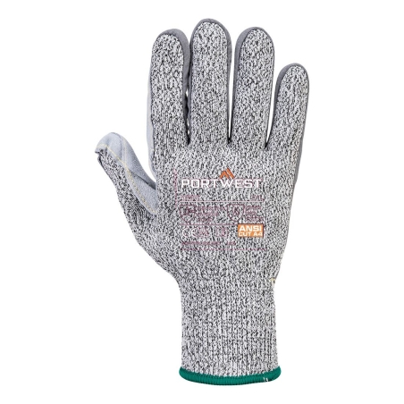 Gant anti-coupure niveau D avec renfort cuir sur la paume Gris – Portwest A630