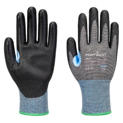 Gant anti-coupures niveau D jauge 15 revêtement PU Gris/noir – Portwest A647
