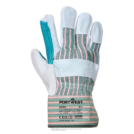 Gant docker double paume renforcée protection palme et doigts Gris – Portwest A230