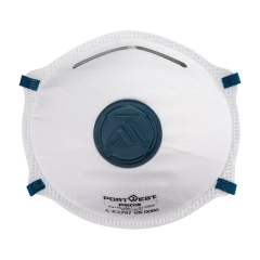 Masque FFP2 à valve avec test Dolomite Blanc – Portwest P203, boîte de 10 masques