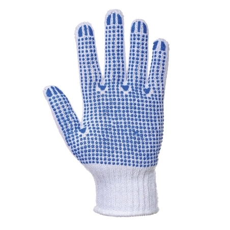 Gant tricoté sans couture picots PVC manutention Blanc/bleu – Portwest A111
