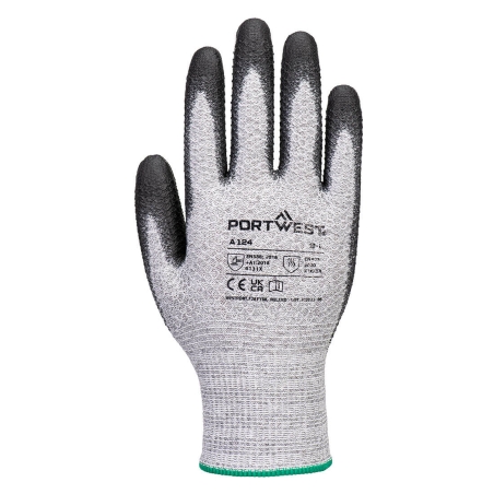 Gant de travail enduit PU tricot diamond grip léger Gris/noir – Portwest A124, lot de 12 paires