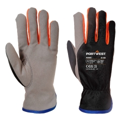 Gant thermique hiver doublé polaire cuir synthétique Noir/orange – Portwest A280