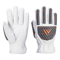 Gant cuir anti-impact conducteur d'engin non doublé Blanc – Portwest A742