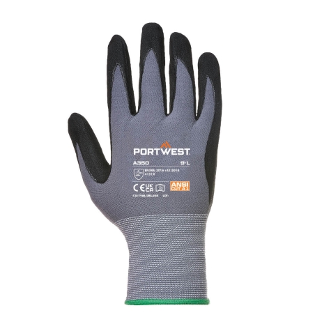 Gant enduit nitrile mousse paume anti-huile dextérité Noir – Portwest A350