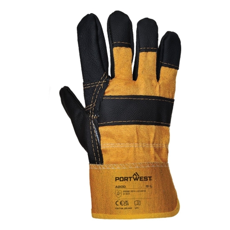 Gant docker cuir avec manchette caoutchoutée Jaune – Portwest A200