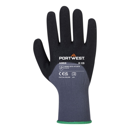 Gant enduit nitrile mousse 3/4 paume picots précision Gris/noir – Portwest A353