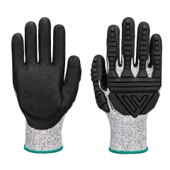 Gant anti-coupure niveau C protection impact TPV dos de main Gris/noir – Portwest A723