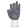 Gant grip 3 doigts ouverts en nitrile résistant huile et abrasion Blanc/gris – Portwest A311, lot de 12 paires