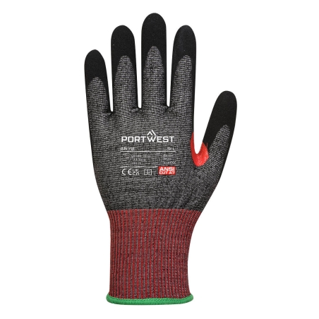 Gant anti-coupure niveau F mousse nitrile jauge 13 Noir – Portwest A672