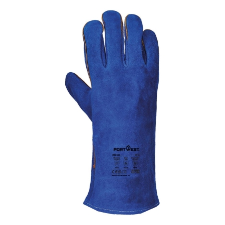 Gant soudeur croûte de cuir protection chaleur et soudage Bleu – Portwest A510