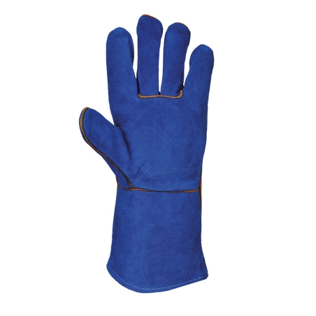 Gant soudeur croûte de cuir protection chaleur et soudage Bleu – Portwest A510
