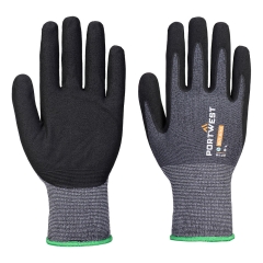 Gant nitrile micro-mousse éco-responsable jauge 15 Gris/noir – Portwest AP12, lot de 12 paires