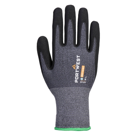 Gant nitrile micro-mousse éco-responsable jauge 15 Gris/noir – Portwest AP12, lot de 12 paires