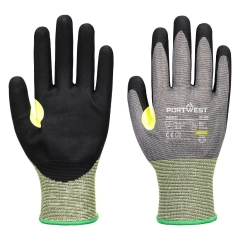 Gant anti-coupures niveau E enduit mousse nitrile jauge 21 Gris/noir – Portwest A652