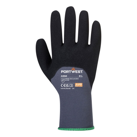 Gant ¾ enduit nitrile mousse dextérité et sensibilité Gris/noir – Portwest A352