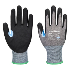 Gant anti-coupures niveau D enduit mousse de nitrile Gris/noir – Portwest A648