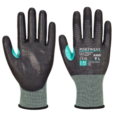 Gant anti-coupure niveau E jauge 18 revêtement PU Noir – Portwest A660
