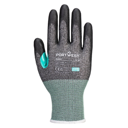 Gant anti-coupure niveau E jauge 18 revêtement PU Noir – Portwest A660