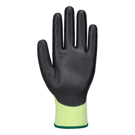 Gant anti-coupure niveau D enduit PU doublure sans couture Jaune/noir – Portwest AB625, lot de 12 paires