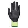 Gant anti-coupure niveau D enduit PU doublure sans couture Jaune/noir – Portwest AB625, lot de 12 paires