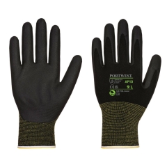 Gants bambou mousse de nitrile calibre 15 anti-dérapant Noir – Portwest AP10, paquet de 12 paires