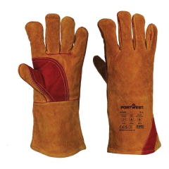 Gant de soudeur renforcé paume et pouce coutures para-aramide Brun – Portwest A530