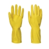 Gant latex de ménage flocké coton manchette roulée Jaune – Portwest A800, lot de 240 paires