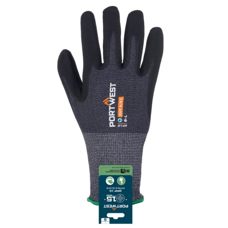 Gant tricot nitrile micro-mousse compatible écran tactile Gris/noir – Portwest APR12
