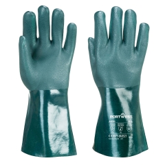 Gant PVC 35 cm double trempage protection chimique Vert – Portwest A835