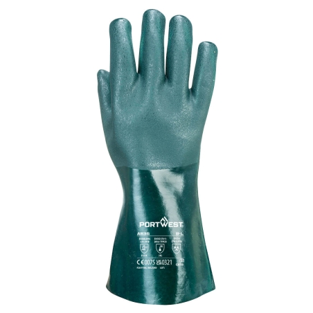 Gant PVC 35 cm double trempage protection chimique Vert – Portwest A835