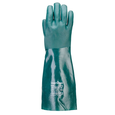 Gant PVC double trempage 45 cm protection chimique Vert – Portwest A845