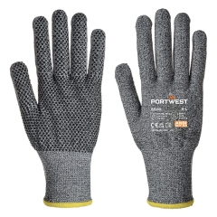Gant anti-coupure niveau D picots PVC préhension Gris – Portwest A640