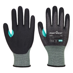 Gant anti-coupures niveau E nitrile mousse jauge 18 Noir – Portwest A661