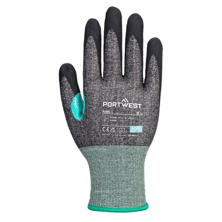 Gant anti-coupures niveau E nitrile mousse jauge 18 Noir – Portwest A661