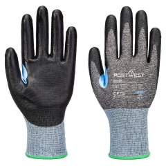 Gant anti-coupures niveau D revêtement PU compatible écran tactile Gris/noir – Portwest A642