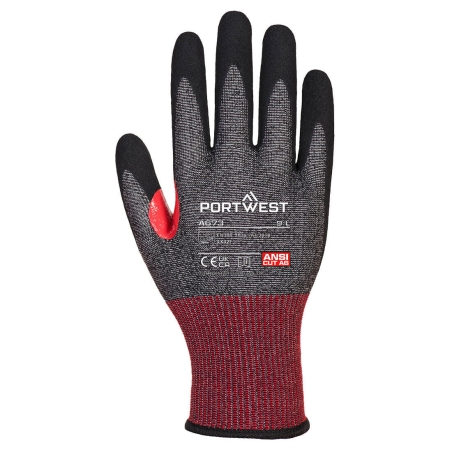 Gant anti-coupure nitrile haute visibilité jauge 18 Noir – Portwest A673