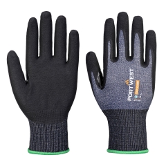 Gant enduit nitrile micro-mousse éco anti-coupure niveau B Bleu/noir – Portwest AP18, lot de 12 paires