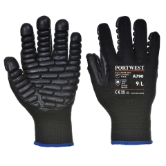 Gant anti-vibration protection chocs et impacts Noir – Portwest A790