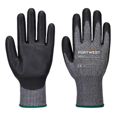 Gant anti-coupure niveau F enduit PU Essential Gris/noir – Portwest AB664, lot de 12 paires