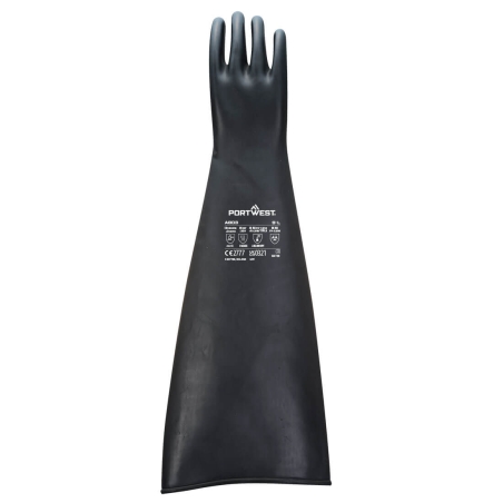 Gant caoutchouc latex lourd 60 cm protection chimique Noir – Portwest A803